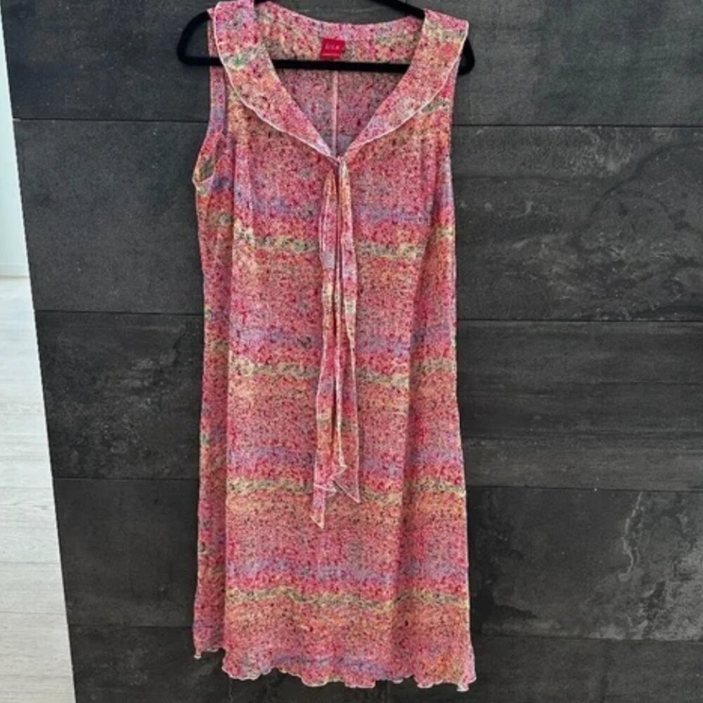 Johnny Was SILK Sheer Colorful Midi Dress - Picture 3 of 8